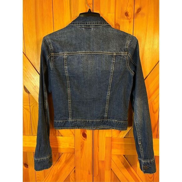 Aeropostale Blue Jean Jacket Medium Y2K Dark Wash Button Up Pockets (0925) - Picture 6 of 6